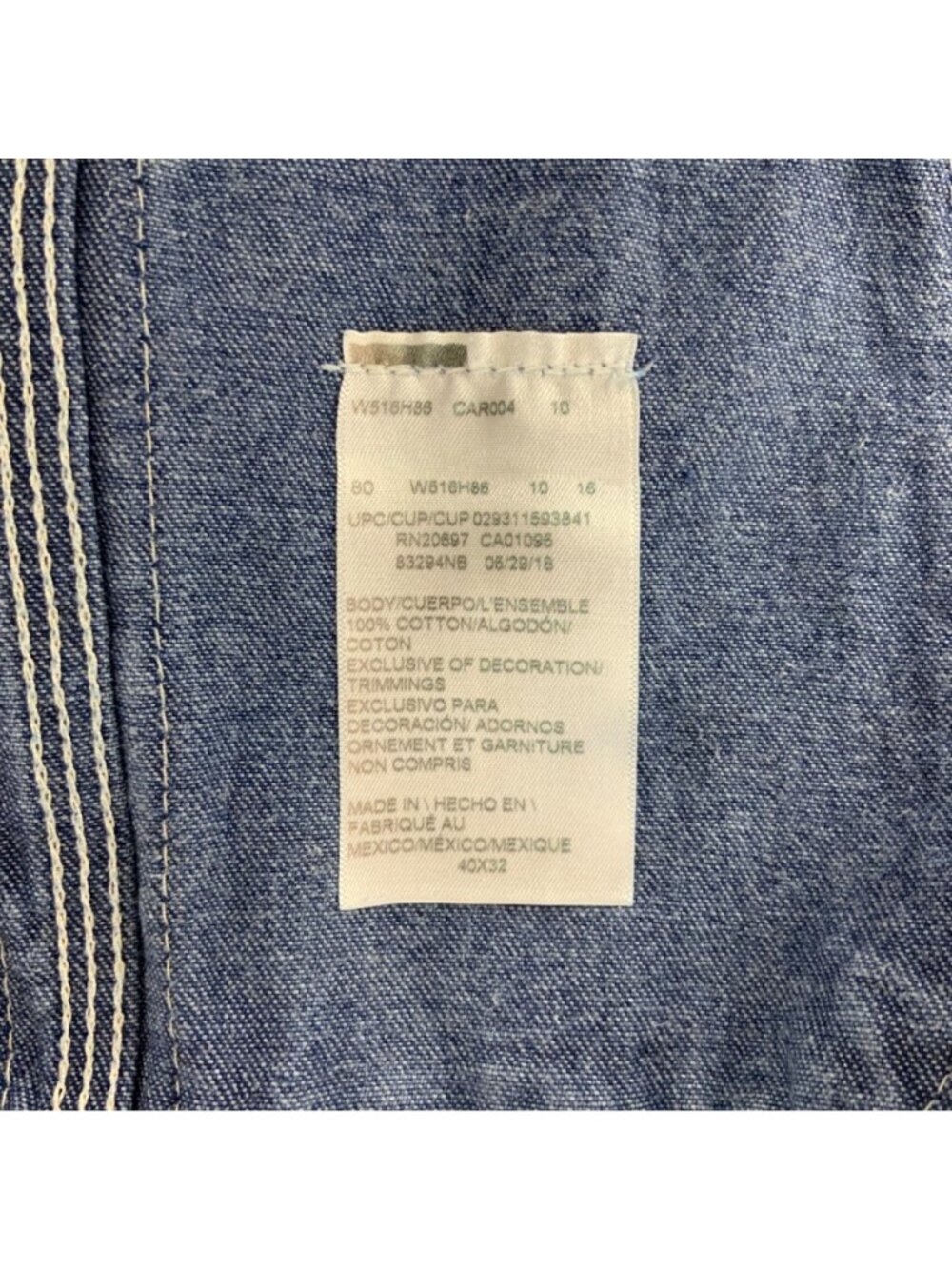 Dickies Bib Overalls Mens 40x32 Blue Denim Adjustable Straps Industrial Workwear - Picture 6 of 7
